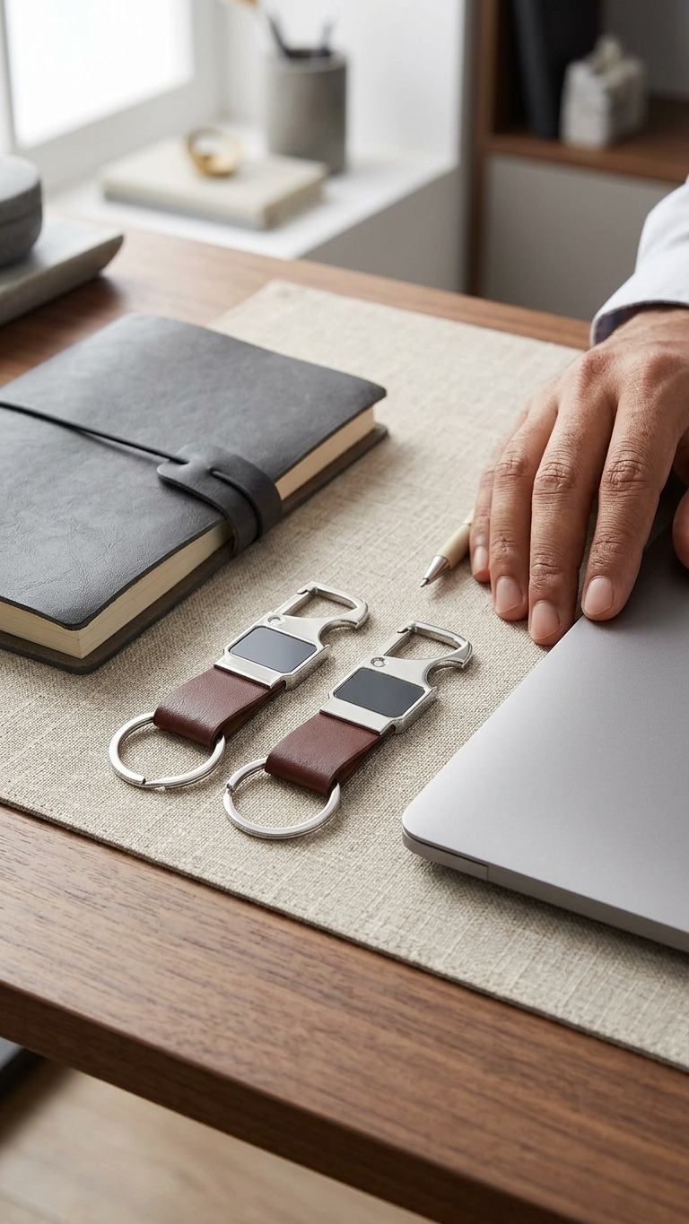 KC-2509 Premium Brown Keychain with Hook & Custom Branding