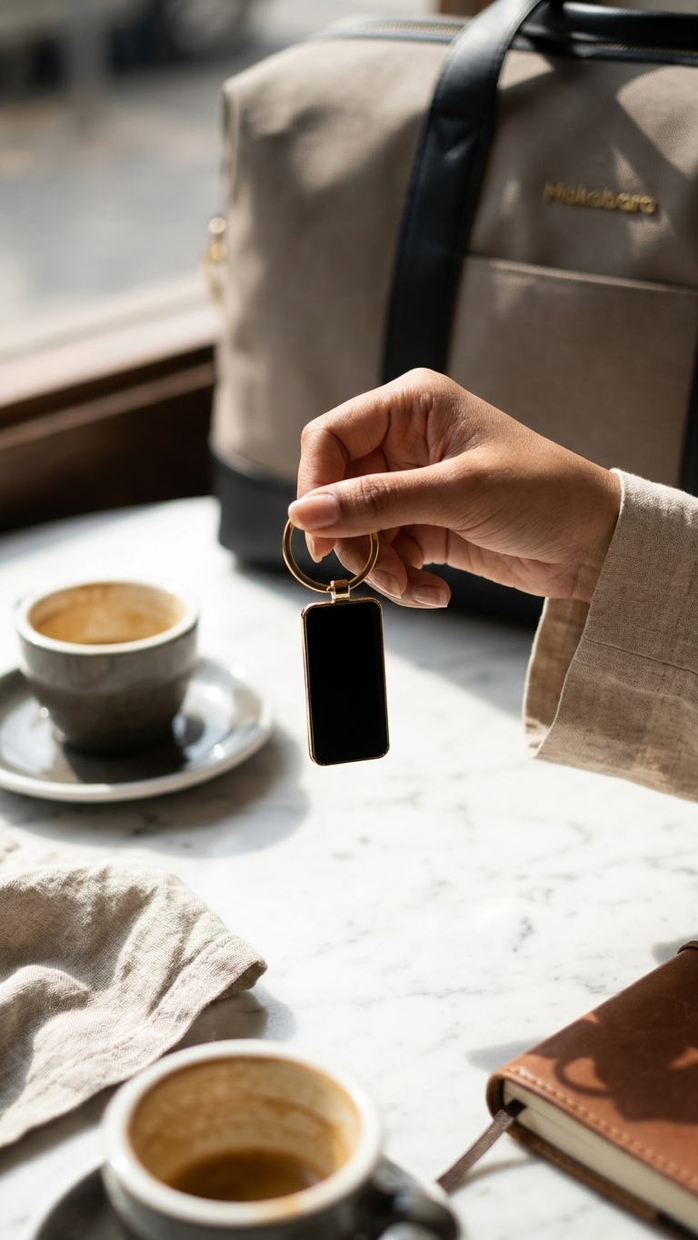 KC-2504 Executive Black Rectangular Keychain with Custom Logo Branding