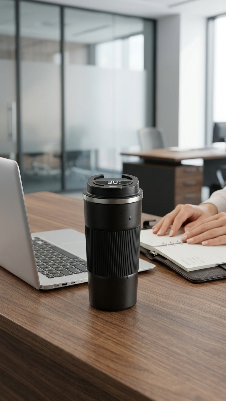 Vacuum Coffee Mug with LED Temperature Display