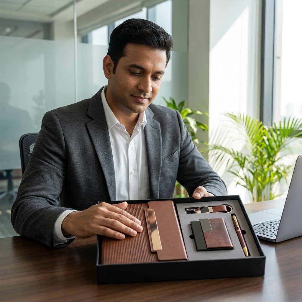 CGS-2525 Tan 4 in 1 Corporate Gift Set with Logo Branding